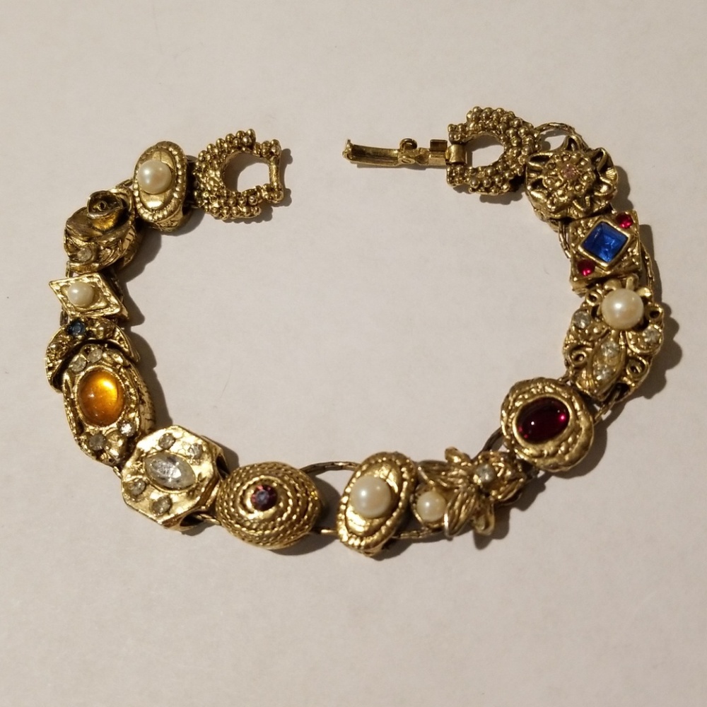 Vintage Double Strand Slide Charm Bracelet